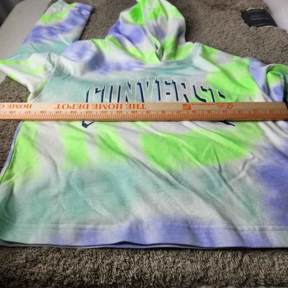 Converse M Green Girl's All Over Print Tie-Dye Boxy Hoodie (Big Kids) Size M